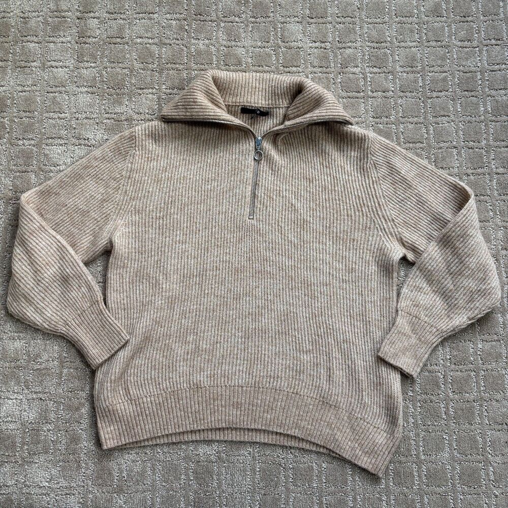Quince Baby Alpaca-Wool Quarter Zip Women's Medium Camel Brown Soft Lightweight